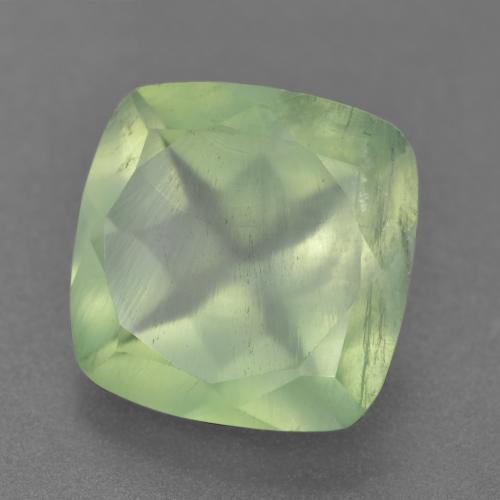 6.68캐럿 천연 페일 페어 그린 프레나이트, 쿠션 컷, 12.1×12 mm, 투명한