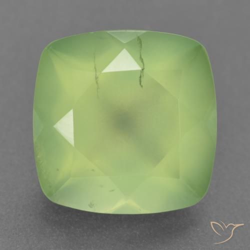 6.97캐럿 천연 라임 그린 프레나이트, 쿠션 컷, 12×12 mm, 투명한