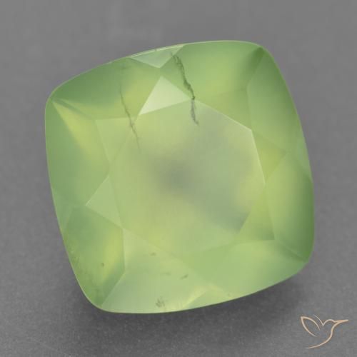 6.97캐럿 천연 라임 그린 프레나이트, 쿠션 컷, 12×12 mm, 투명한