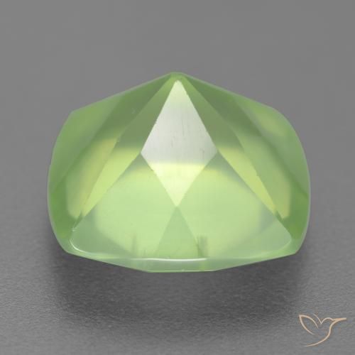 6.97캐럿 천연 라임 그린 프레나이트, 쿠션 컷, 12×12 mm, 투명한