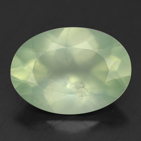 5.36캐럿 천연 그린 프레나이트, 타원형 컷, 14×10.1 mm, 투명한
