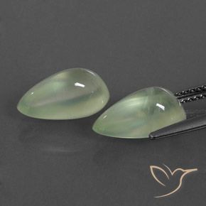 6.20캐럿 천연 Pale Yellowish Green    프레나이트 보석, 배 모양, 투명/반투명