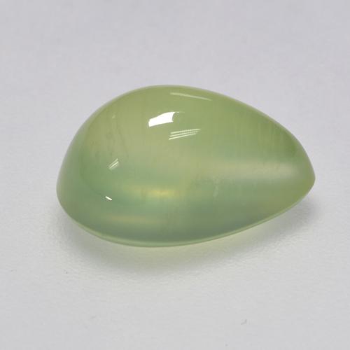 3.11캐럿 천연 Pale Pear Green  프레나이트, 배 모양, 10.8×7.1 mm, 투명한