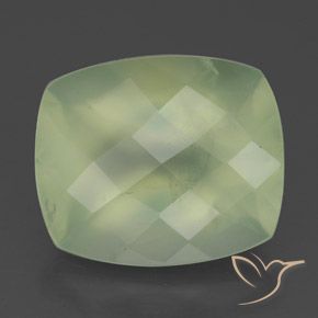5.58캐럿 천연 Light Green  프레나이트, 쿠션 컷, 12×10 mm, 투명한