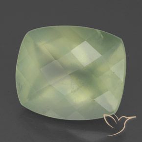 5.58캐럿 천연 Light Green  프레나이트, 쿠션 컷, 12×10 mm, 투명한