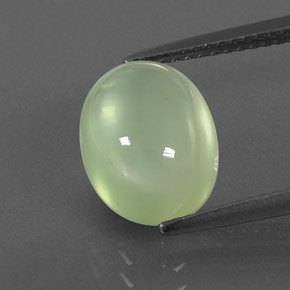 3.91캐럿 천연 그린 프레나이트, 타원형 컷, 11.3×8.7 mm, 투명한
