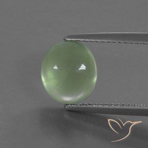 4.03ct 자연스러운 연두색 프레나이트, 타원형, 투명한