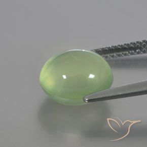 3.72캐럿 천연 옅은 라임 그린 프레나이트, 타원형, 투명/반투명