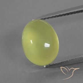 4.31ct 자연스러운 연한 녹황색 프레나이트, 타원형, 투명/반투명