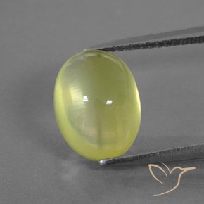 5.05ct 자연스러운 연노랑 프레나이트, 타원형, 투명/반투명