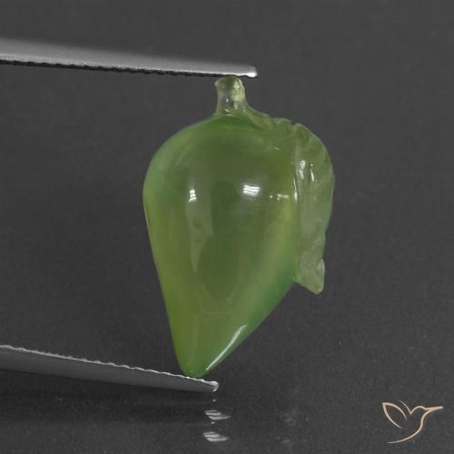 11.58ct 자연스러운 미디엄 그린 프레나이트, 팬시한, 투명한