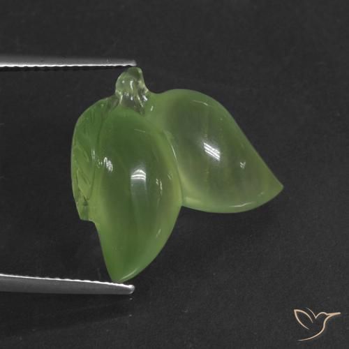 12.52ct 자연스러운 미디엄 그린 프레나이트, 팬시한, 투명한