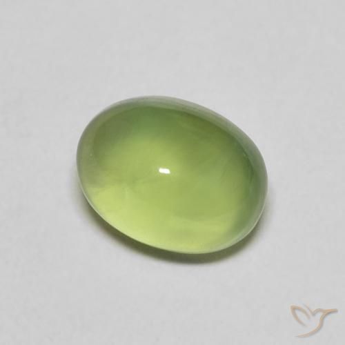 1.40캐럿 천연 따뜻한 녹색 프레나이트, 타원형 컷, 7.2×5.4 mm, 투명한