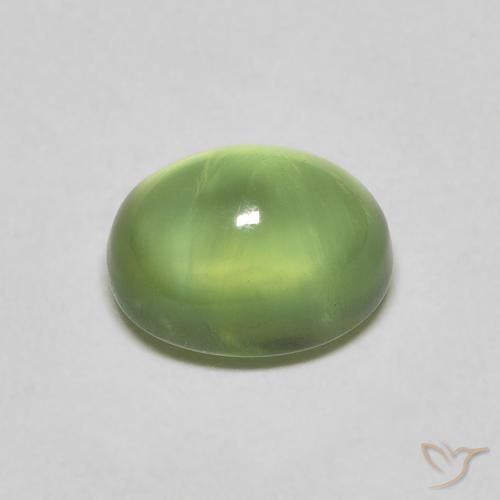 1.40캐럿 천연 따뜻한 녹색 프레나이트, 타원형 컷, 7.2×5.4 mm, 투명한