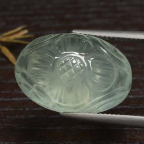 21.08캐럿 천연 그린 프레나이트, 타원형 컷, 21.1×14.4 mm, 투명한