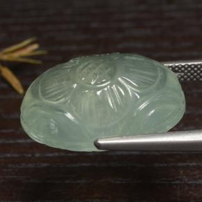 21.08캐럿 천연 그린 프레나이트, 타원형 컷, 21.1×14.4 mm, 투명한