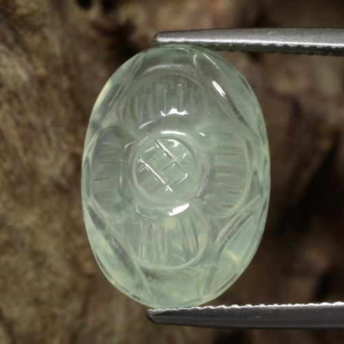 11.67캐럿 천연 매우 밝은 녹색 프레나이트, 플라워 컷, 투명한