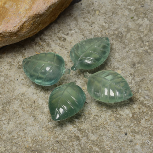 29.40캐럿 천연 모스 그린 프레나이트 보석, 플라워 컷, 16.6×11.4 mm, 투명한