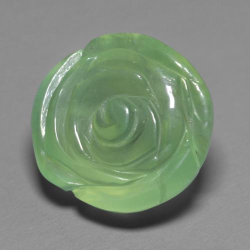 14.74캐럿 천연 미디엄 그린 프레나이트, 플라워 컷, 15.6×14.6 mm, 투명한