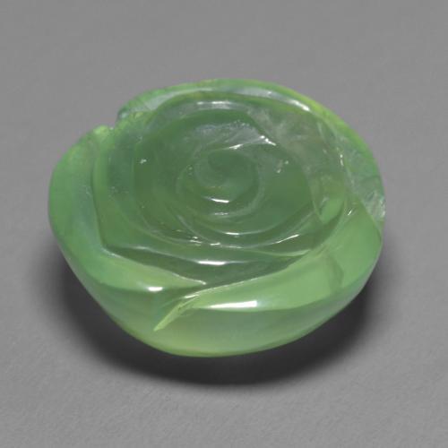 14.74캐럿 천연 미디엄 그린 프레나이트, 플라워 컷, 15.6×14.6 mm, 투명한