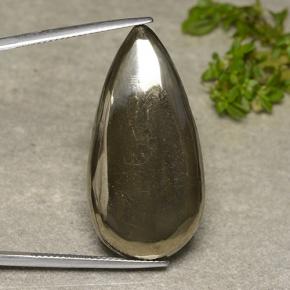 37.58캐럿 천연 골드 파이라이트, 배 모양, 34.6×17.4 mm, 불투명체