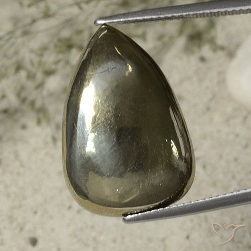 27.13ct 자연스러운 금 황철석, 배 모양, 불투명체