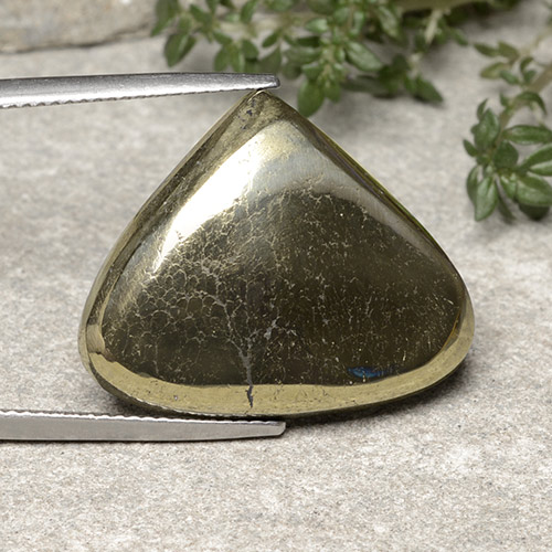 31.14캐럿 천연 여러 가지 빛깔의 검정과 금 황철석, 배 모양, 불투명체