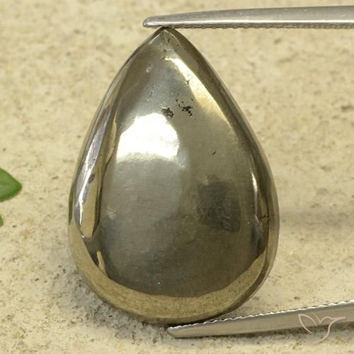 29.05ct 자연스러운 금 황철석, 배 모양, 불투명체