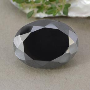 27.02캐럿 천연 블랙 앤 그레이 메탈릭 파이라이트, 타원형 컷, 19.7×14.9 mm, 불투명체