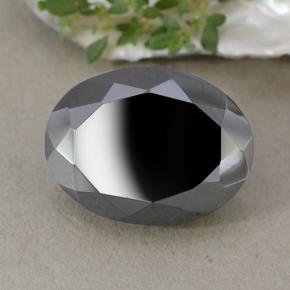 27.02캐럿 천연 블랙 앤 그레이 메탈릭 파이라이트, 타원형 컷, 19.7×14.9 mm, 불투명체
