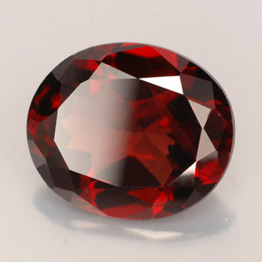 5.39캐럿 천연 딥 레드 파이로프 가넷, 타원형 컷, 12.1×10.2 mm, VS