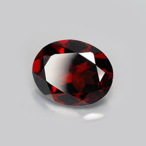 2.86캐럿 천연 딥 레드 파이로프 가넷, 타원형 컷, 9.8×7.9 mm, VVS-VS