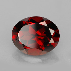 3.07캐럿 천연 딥 레드 파이로프 가넷, 타원형 컷, 9.8×7.9 mm, VVS-VS