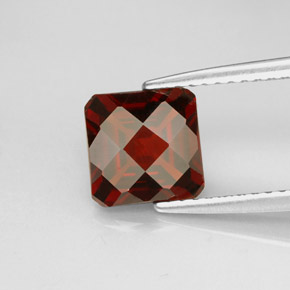 2.07캐럿 천연 딥 레드 파이로프 가넷, 에메랄드 컷, 7.2×7.2 mm, VVS-VS