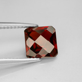 2.07캐럿 천연 딥 레드 파이로프 가넷, 에메랄드 컷, 7.2×7.2 mm, VVS-VS