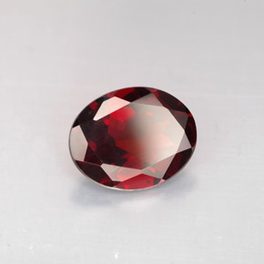 2.57캐럿 천연 딥 레드 파이로프 가넷, 타원형 컷, 9.9×7.9 mm, VVS-VS