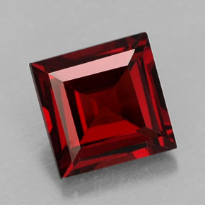 1.42캐럿 천연 딥 레드 파이로프 가넷, 스퀘어, 6.1×6.1 mm, VS