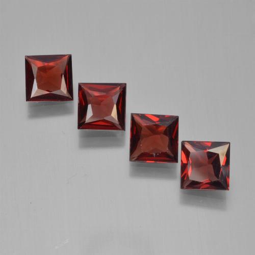 2.37캐럿 천연 딥 블러드 레드 파이로프 가넷 보석, 스퀘어, 4.9×4.8 mm, VVS-VS