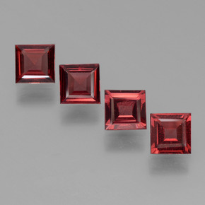 2.53캐럿 천연 딥 블러드 레드 파이로프 가넷 보석, 스퀘어, 5×4.9 mm, VS