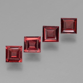 2.53캐럿 천연 딥 블러드 레드 파이로프 가넷 보석, 스퀘어, 5×4.9 mm, VS