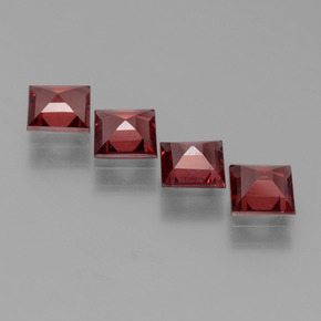 2.53캐럿 천연 딥 블러드 레드 파이로프 가넷 보석, 스퀘어, 5×4.9 mm, VS