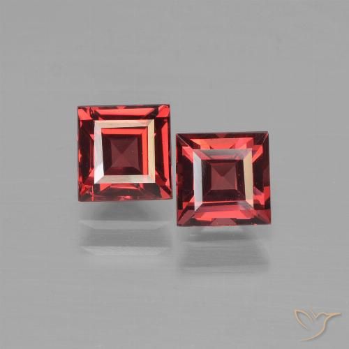 1.80캐럿 천연 딥 블러드 레드 파이로프 가넷 보석, 스퀘어, 5×5 mm, VS