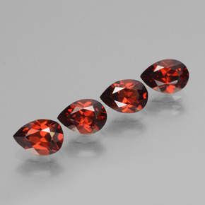 3.76캐럿 천연 밝은 빨간색 파이로프 가넷 보석, 배 모양, 7.1×5.1 mm, VVS-VS