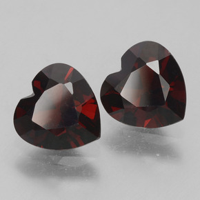 1.74캐럿 천연 검붉은색 파이로프 가넷 보석, 하트 모양, 6×6 mm, VVS-VS