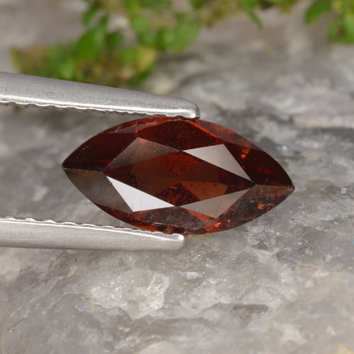 1.22캐럿 천연 다크 레드 파이로프 가넷, 마퀴즈, 10.2×5.1 mm, VVS-VS