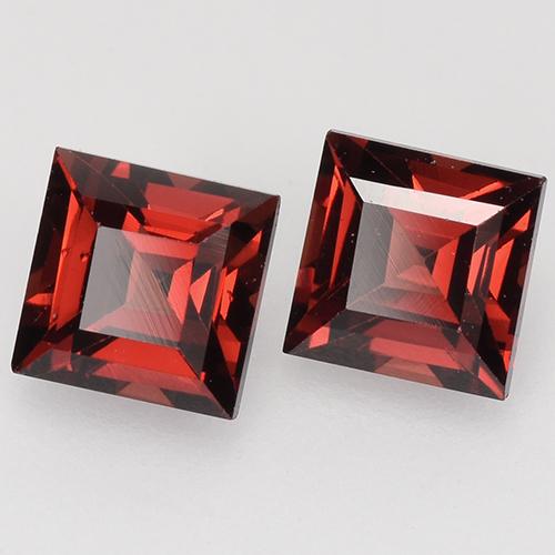 1.10캐럿 천연 딥 레드 파이로프 가넷 보석, 스퀘어, 4.2×4.2 mm, VVS-VS