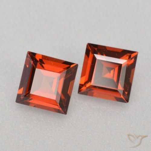 0.85캐럿 천연 미디엄 레드 파이로프 가넷 보석, 스퀘어, 4.1×4.1 mm, VS