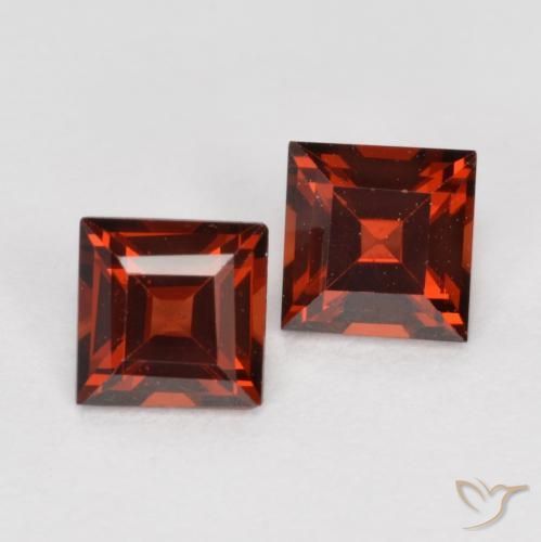 0.84캐럿 천연 딥 레드 파이로프 가넷 보석, 스퀘어, 4.1×4 mm, VS