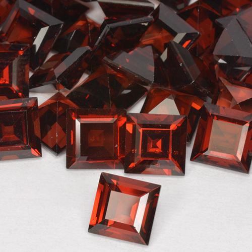 1.47캐럿 천연 딥 레드 파이로프 가넷, 스퀘어, 6.2×6.1 mm, VVS-VS