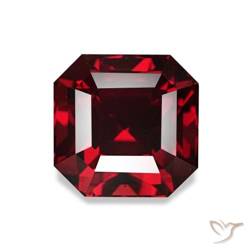 2.01캐럿 천연 딥 레드 파이로프 가넷, 에메랄드 컷, 6.5×6.4 mm, VS